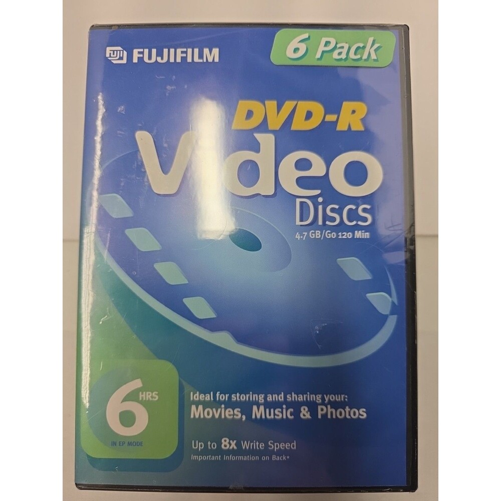 Fujifilm DVD-R ~ 6 Pack Blank Video Discs 4.7GB | 120 Min New Sealed
